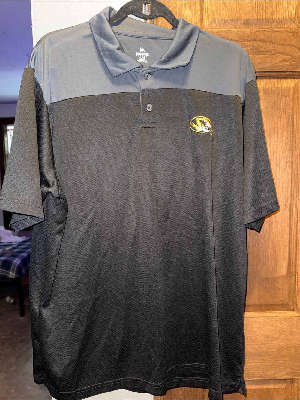 Knights Apparel Black & Charcoal Short-Sleeve Polo with Team Emblem